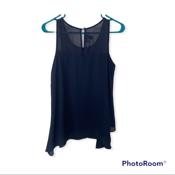 NWOT By and by juniors women’s chiffon navy dressy angled tank top size M - Picture 2 of 3